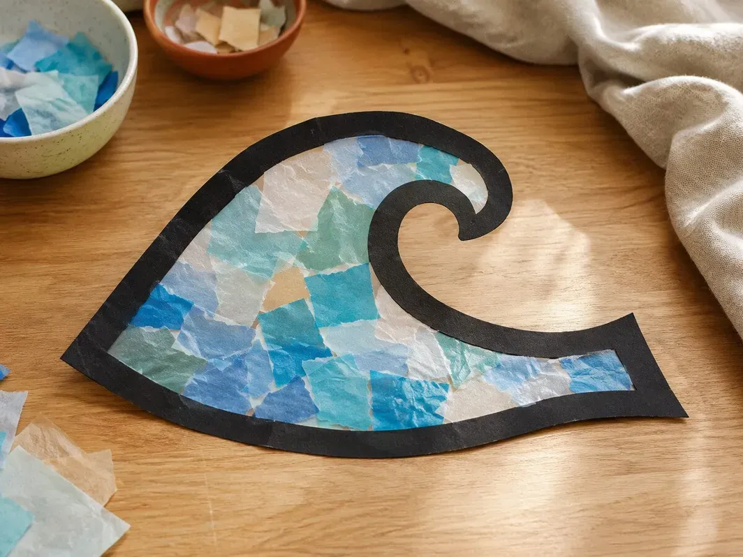 A colourful handmade wave suncatcher