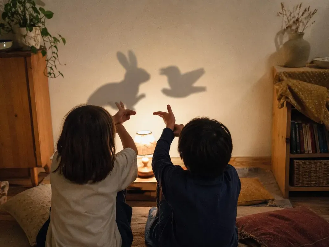 A shadow puppet activity ready to play